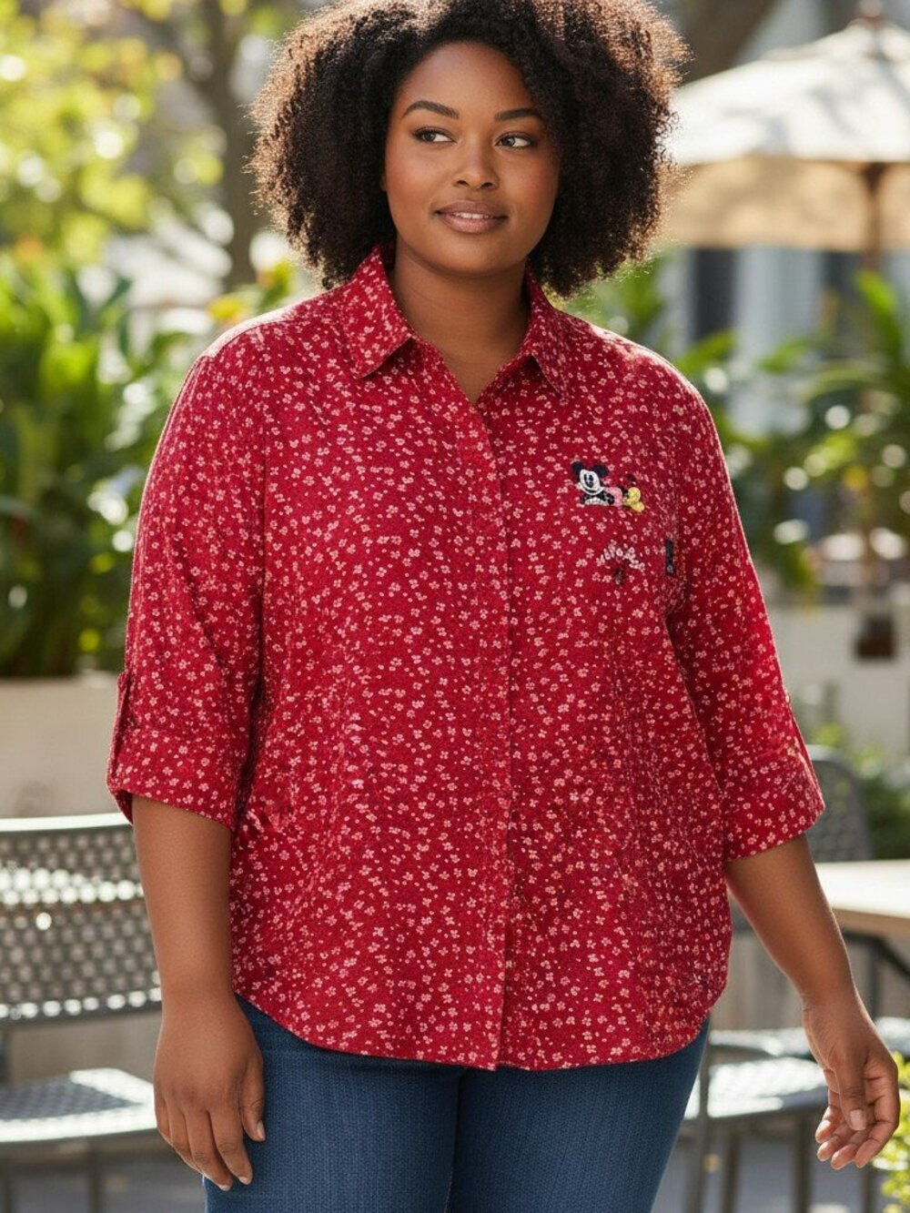 Disney Mickey Unlimited Woman Size 22W 24W Button Front Mickey Top Shirt 22 24